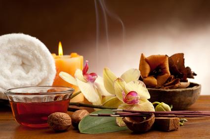 aromatherapy incense and bowl of oil massage