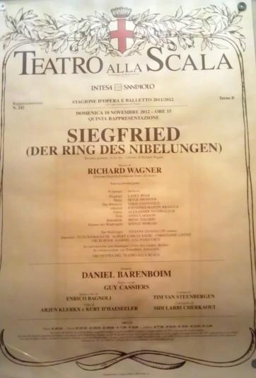 TEATRO ALLA SCALA 2011-2012: SIEGFRIED de Richard WAGNER le 18 novembre 2012 (Ms en scène Guy CASSIERS; dir.mus Daniel BARENBOÏM)