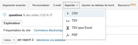 Export des données de Google Analytics au format CSV
