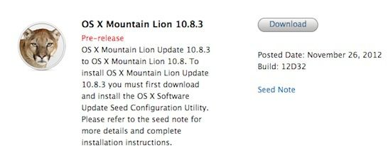 OS X 10.8.3 bêta envoyée aux développeurs