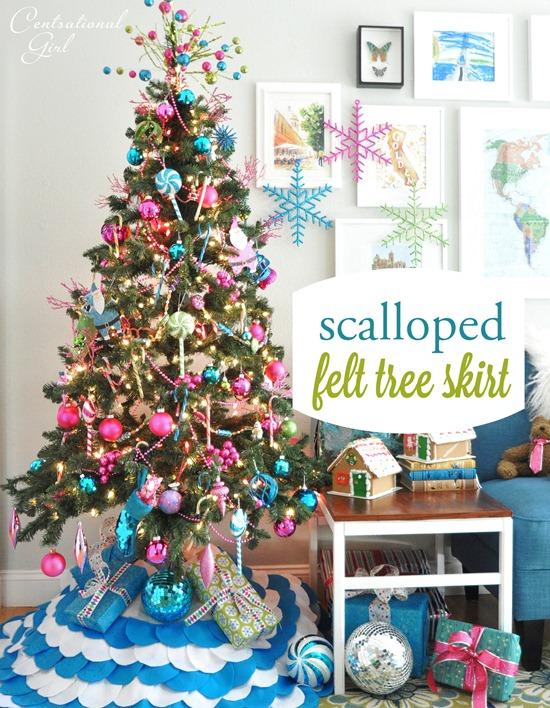 candy colored christmas tree skirt