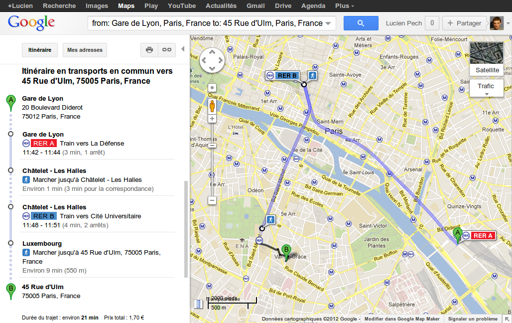 Google Transit Paris