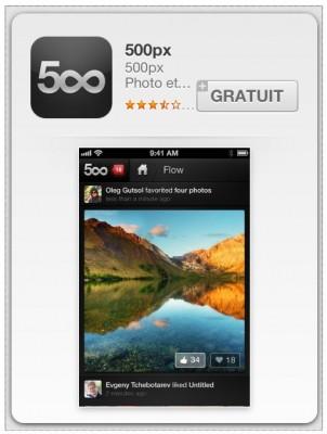 Test : l’application 500px sur iPhone