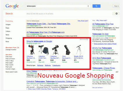 Le nouveau Google shopping