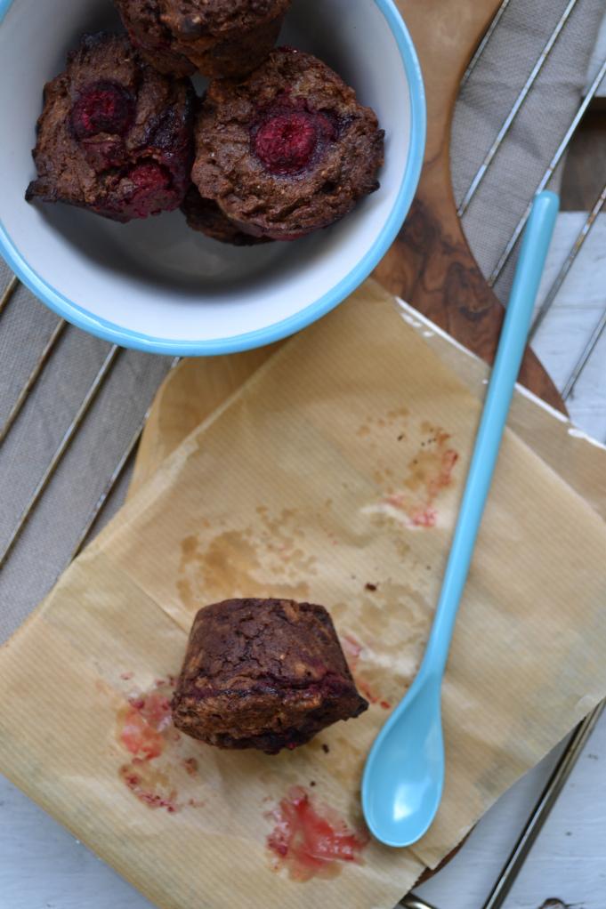 Muffins marbrés chocolat et framboises