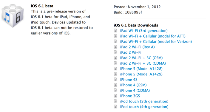 iOS 6.1 beta