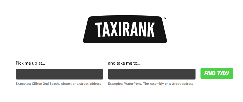 Page d'accueil site internet Taxirank - Taxirank's website home page