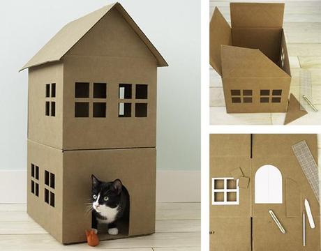 Créer une maison de jeu en carton pour nos chats - Paperblog