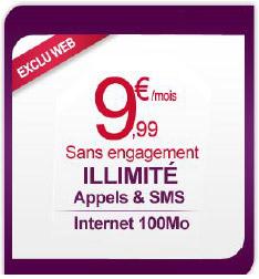 Appels et SMS illimités + 100 Mo de data à 10€ chez Virgin Mobile