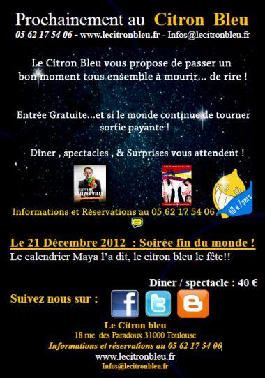Soirée fin du monde au Citron Bleu!