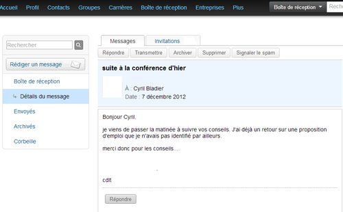 Linkedin proposition d'emploi