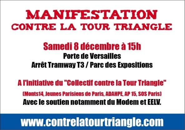 Rappel : demain manifestation contre la tour Triangle ! Appel de Serge Federbusch à soutenir l'action du Collectif !
