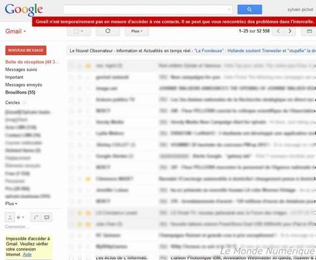 Gmail rencontre des problèmes d’accès ce lundi soir
