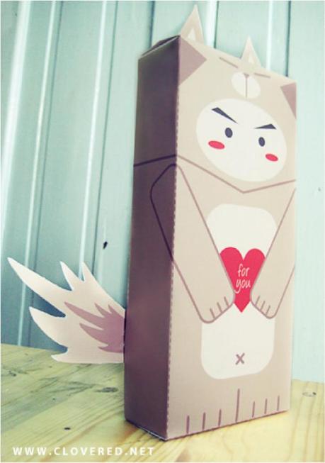 LovelyWolfBox : boîte cadeau en papertoy !