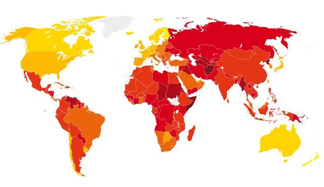 Carte de perception de la corruption, le Ghana 64ème