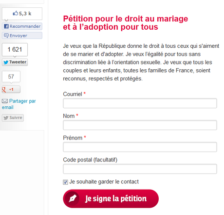 pétition PS mariage pour tous