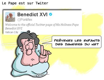 Céno Dessinateur - La Babole : Le Pape Benoit XVI est sur Twitter