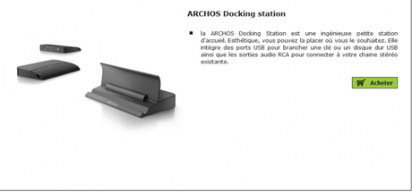 Archos – Le Docking Station est disponible