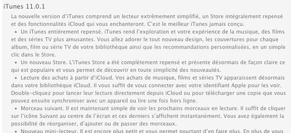 iTunes mis à jour en 11.0.1