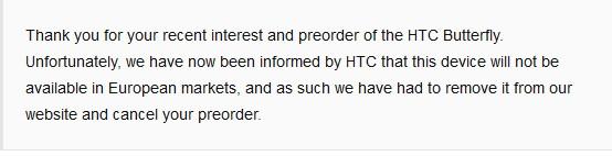 HTC - Le Butterfly ne passera pas par l'Europe