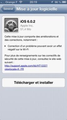 iOS 6.0.2 disponible sur iPhone 5 et iPad Mini...