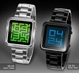 maze_watch_silver_green_and_black_blue_pair