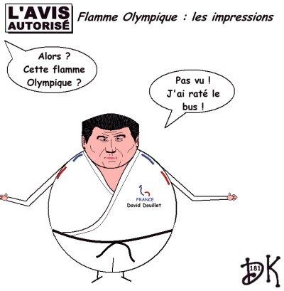 Jeux Olympiques de Pékin, Flamme Olympique à Paris, David Douillet, Droits de l'Homme