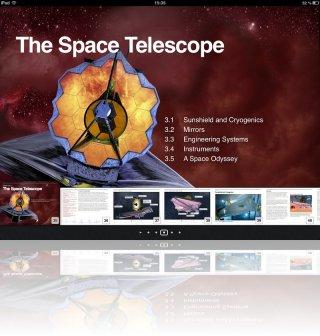 Une capture d'écran de l'iBook interactif James Webb Space Telescope Science Guide.  Crédit : STScI & NASA