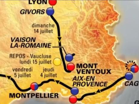 Tour de France : 15 éme étape : Givors – Ventoux…Départ et Arrivée me sont connus !