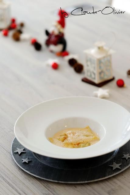 Ravioles de foie gras et crème Rooibos pour repas de fête...