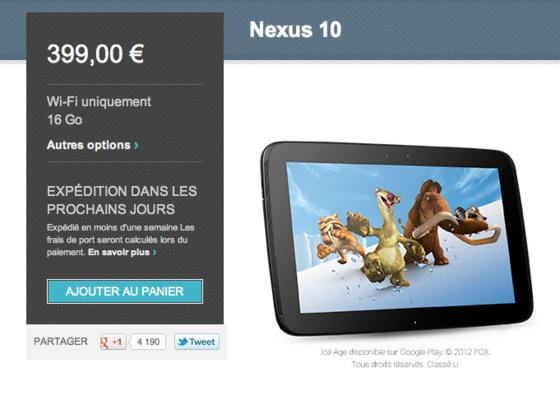 La tablette Nexus 10 à nouveau disponible...