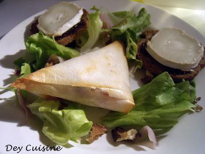 Brick chèvre, pruneau & bacon