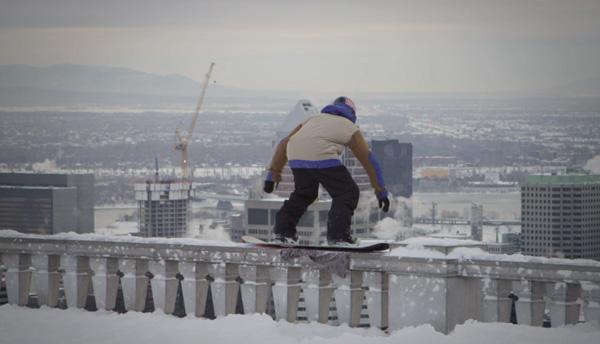 Un ride de Snowboard dans Montréal