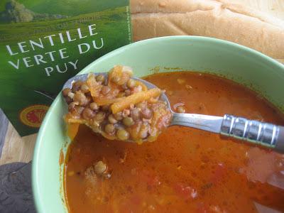 Soupe-repas aux saucisses italiennes et lentilles vertes du Puy