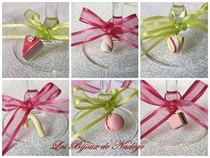 Décoration de verre thème gourmandise, couleurs anis framboise grigri anis framboise