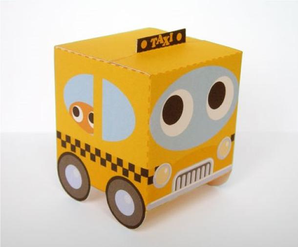 Taxi en papertoy (by PaperBoxWorld)