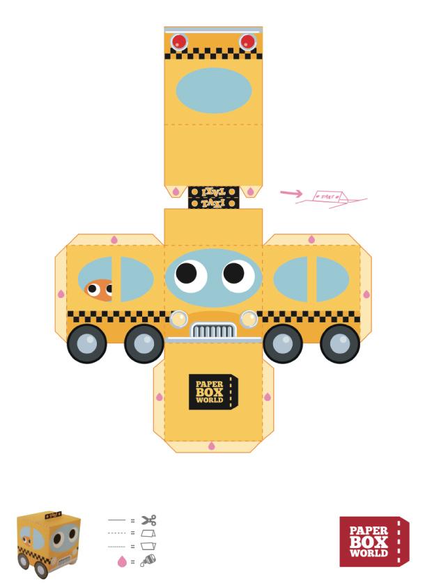 Taxi en papertoy (by PaperBoxWorld)