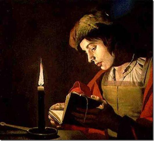 young_man_reading_candle_ligh_Matthias Stom