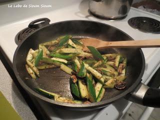 Penne aux courgettes au duo de jambon