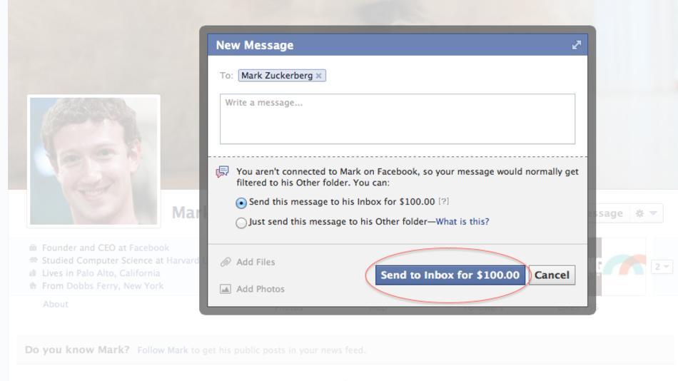 Facebook message payant