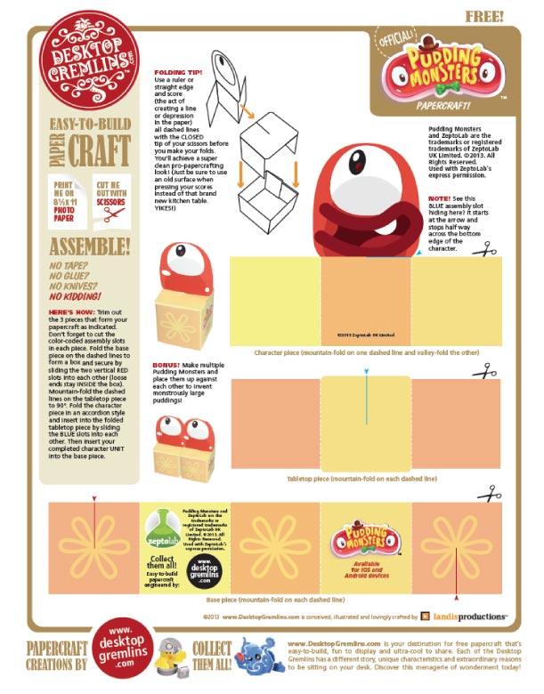 Papercrafts ‘Pudding Monsters’ (x 4)