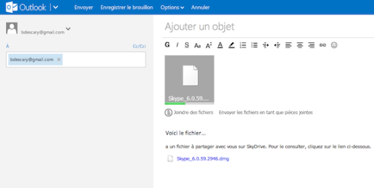Outlook.com: comment envoyer des pièces jointes de plus de 25 Mb