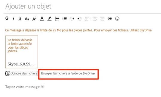 outlook com joindre fichier descary Outlook.com: comment envoyer des pièces jointes de plus de 25 Mb 