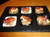 Crottins chèvre jambon parme écrasé pomme terre noix