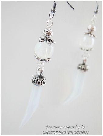boucles d'oreilles stalactites opaline et quartz