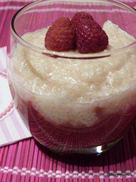 Tapioca au lait de coco et coulis fraise-framboise / Coco milk tapioca and strawberry-raspberry coulis