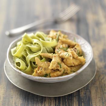 Fricassée de poulet flambée