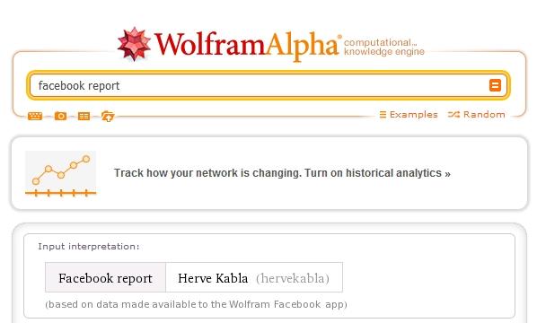 J’ai testé le « Facebook report » par Wolfram Alpha