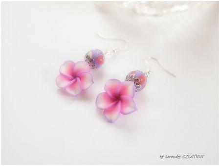 bo tiare hibiscus mauve et rose perle fimo mauve