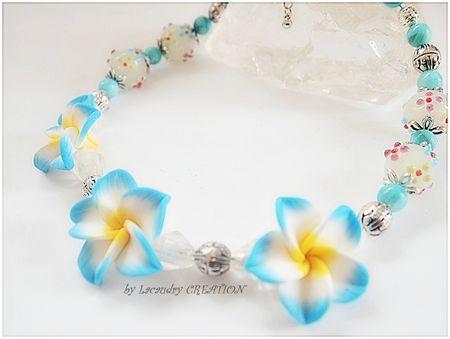collier hibiscus et perle de nacre turquoise lacaudry creation 2